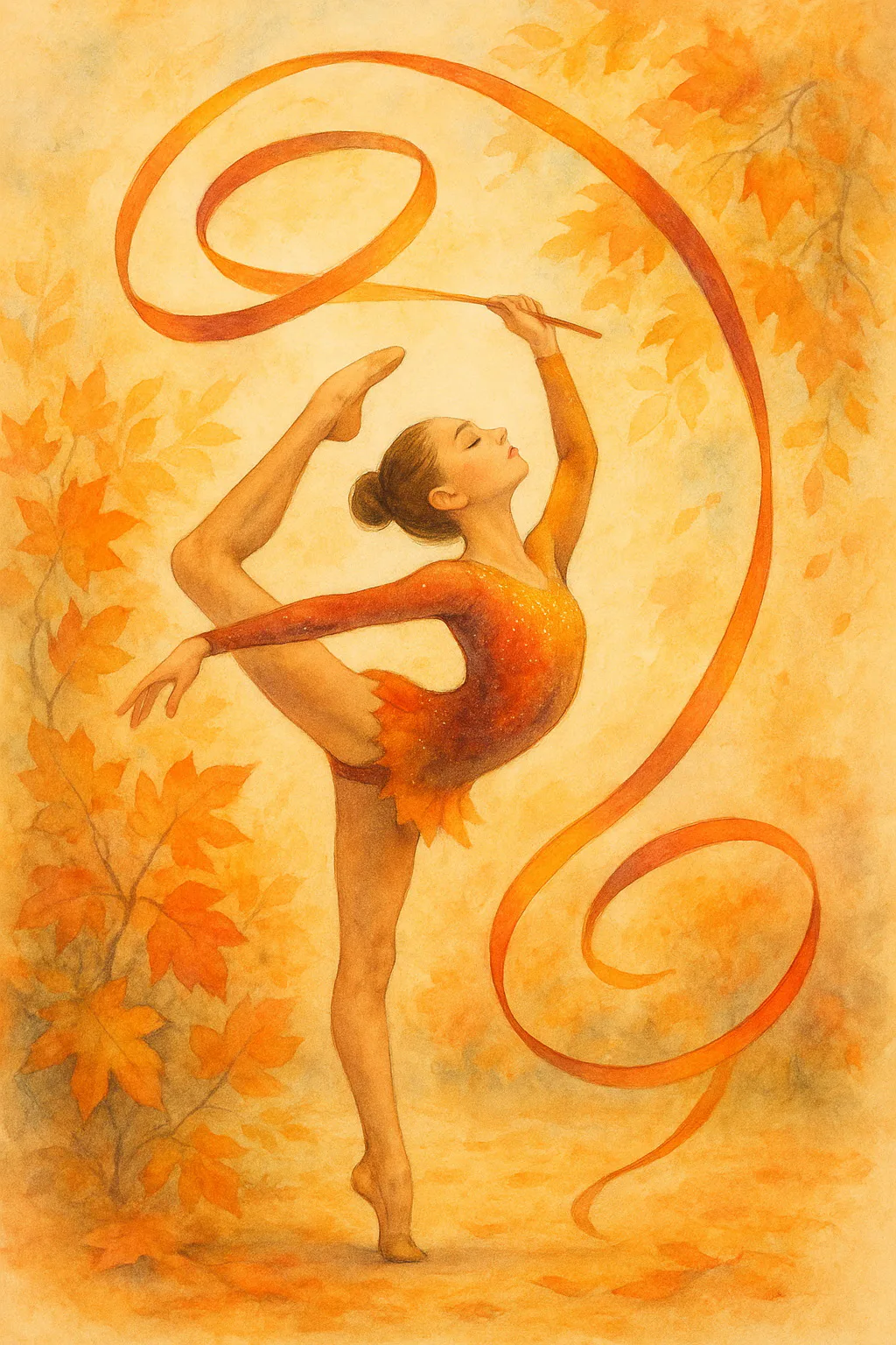 Осенняя акварель 🎨✨ Художественная гимнастика: фото 1